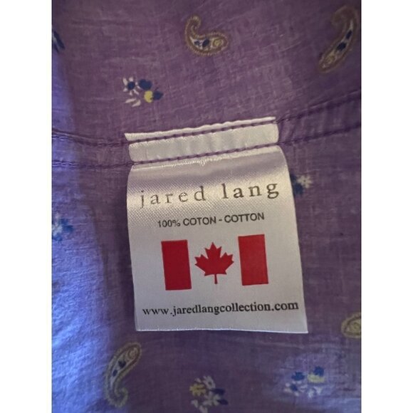 Jared Lang Mens Purple Paisley Button Up Shirt Medium Flip Contrast Collar Cuffs - Picture 8 of 9